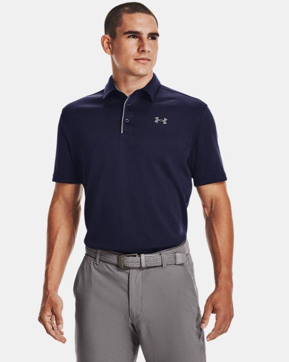 Mens Under Armour Tech Polo Grey Black Product Image