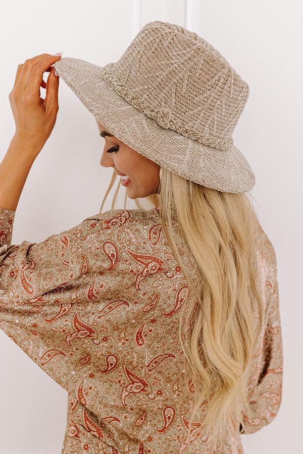 Fall Dreaming Chenille Woven Fedora in Taupe product image