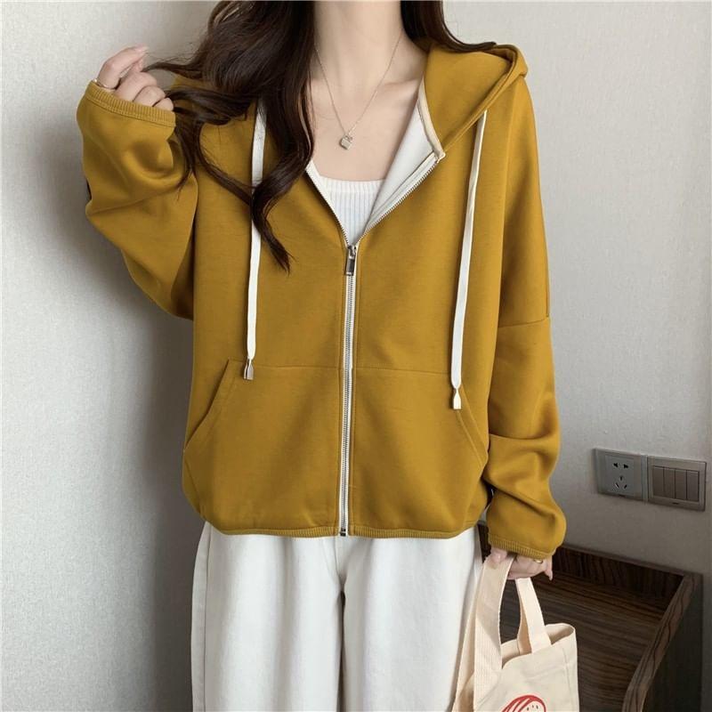 Drawstring Zip Hoodie Product Image