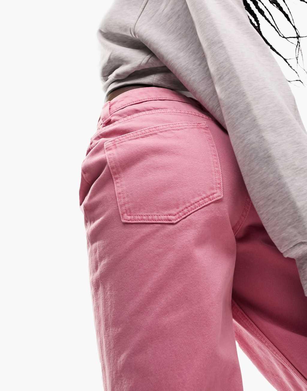 ASOS DESIGN wide leg dad jeans in hot pink Product Image