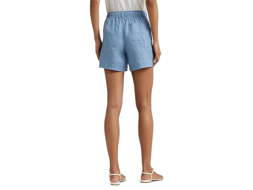 Lauren Ralph Lauren Linen Tassel-Drawcord Shorts (Pale Azure) Women's Jumpsuit & Rompers One Piece Product Image