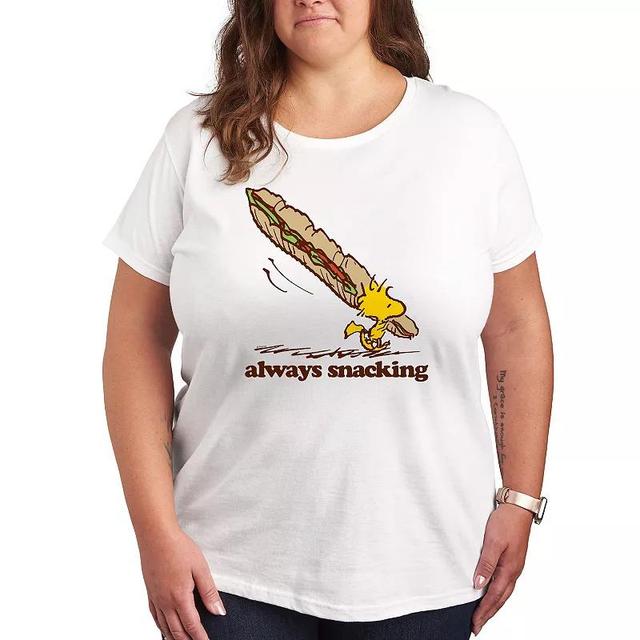 Plus Peanuts Woodstock Always Snacking Graphic Tee, Womens Product Image