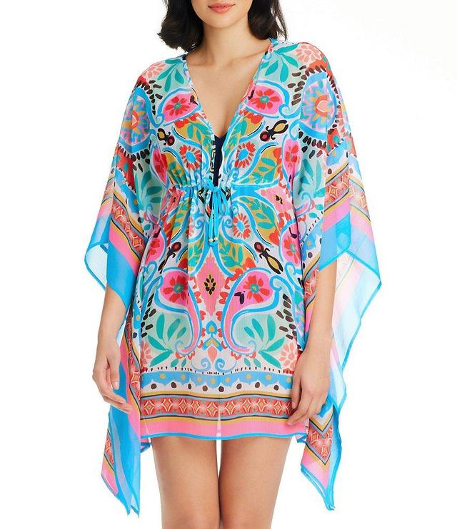 Bleu Rod Beattie Get Happy Printed Plunge Caftan Swim Cover-Up Product Image