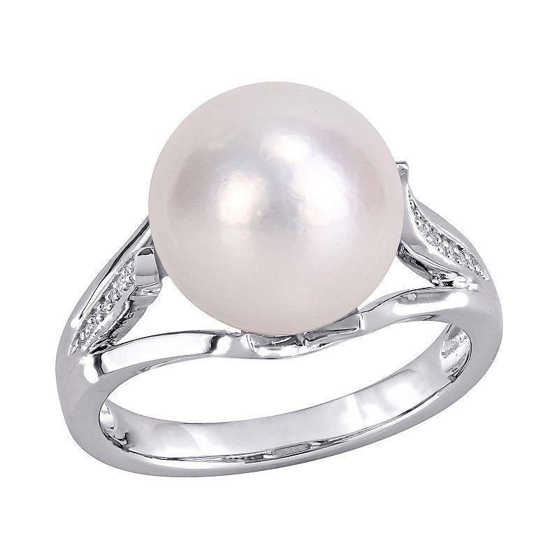 Stella Grace Sterling Silver Freshwater Cultured Pearl & Diamond Accent Ring, Womens White Product Image