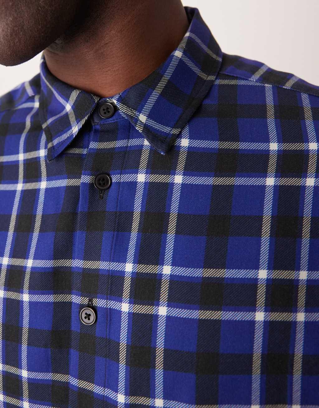 ASOS DESIGN oversized cropped shirt in blue check Product Image