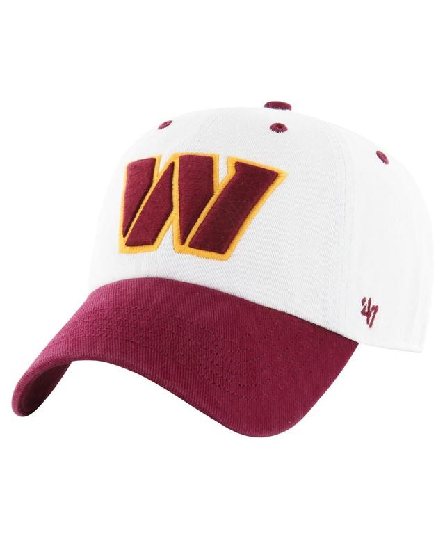 Mens 47 White/Burgundy Washington Commanders Double Header Diamond Clean Up Adjustable Hat Product Image