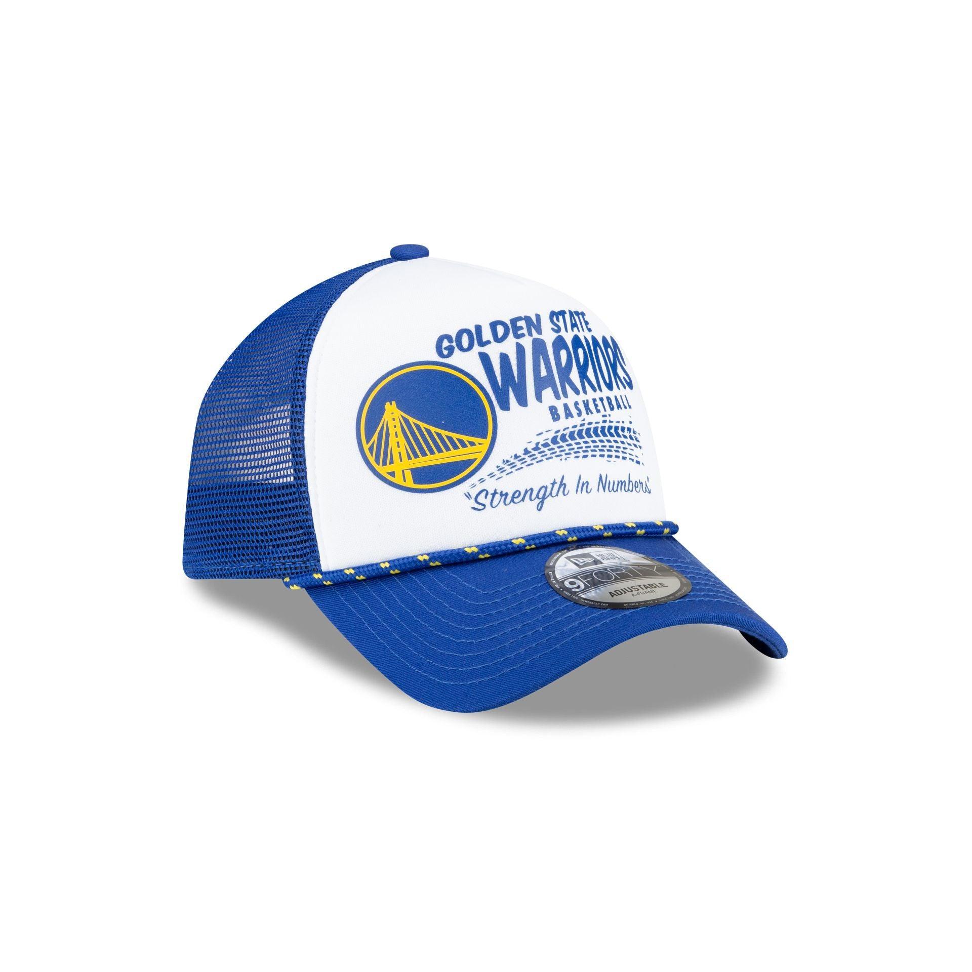 Golden State Warriors 2024 Rally Drive White 9FORTY A-Frame Trucker Hat Male Product Image