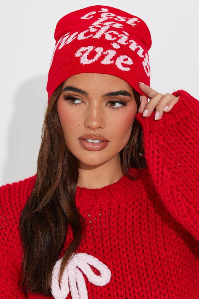 C'est La Vie Beanie - Red/combo Product Image