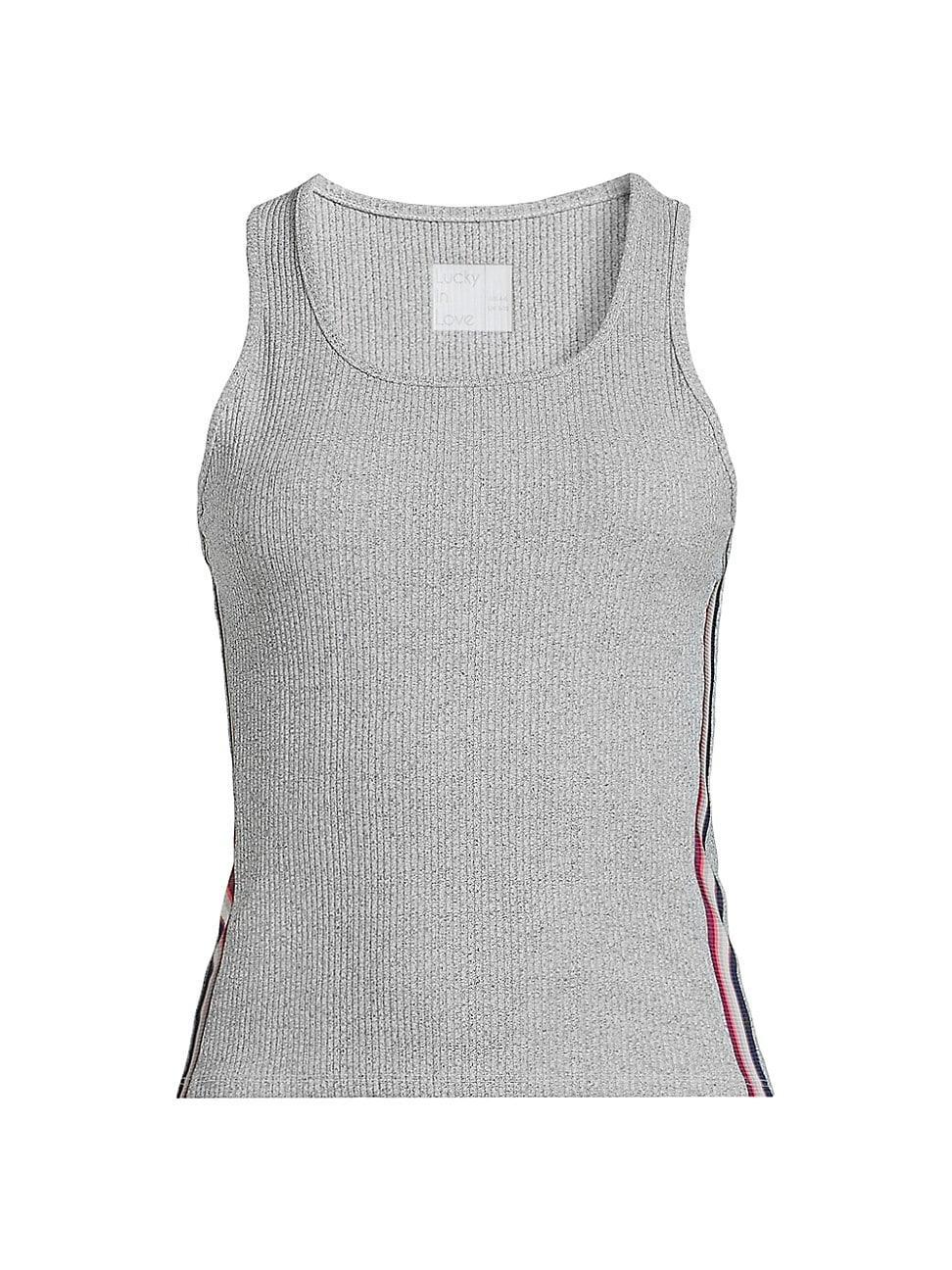 Womens Berry Buzz Stripe Ribbed Tank Top Product Image