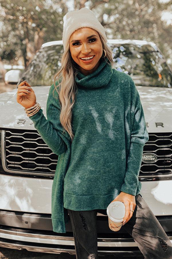 Time For Cozy Sweater In Hunter Green Product Image