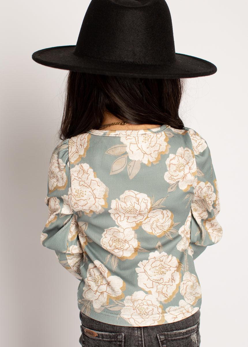 Lynne Top in Neutral Green Floral Product Image