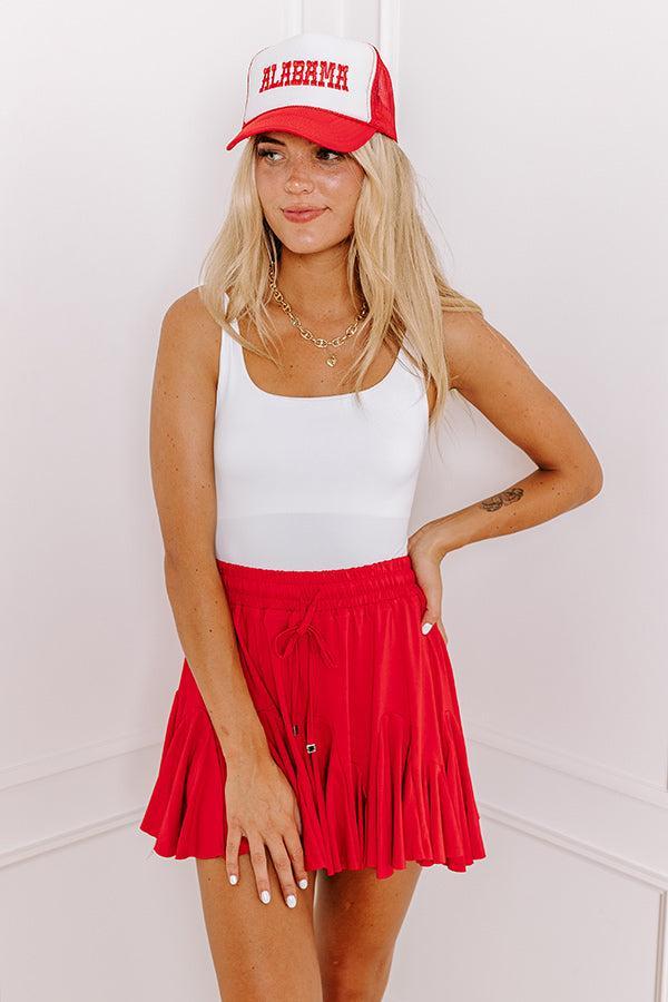 Pep Rally Cutie High Waist Skort in Red Product Image