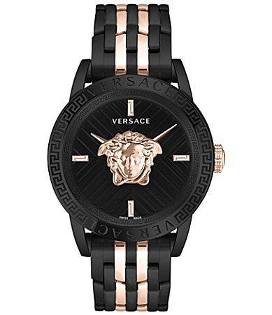 Versace Mens V-Code Quartz Analog Gold Stainless Steel Bracelet Watch Product Image