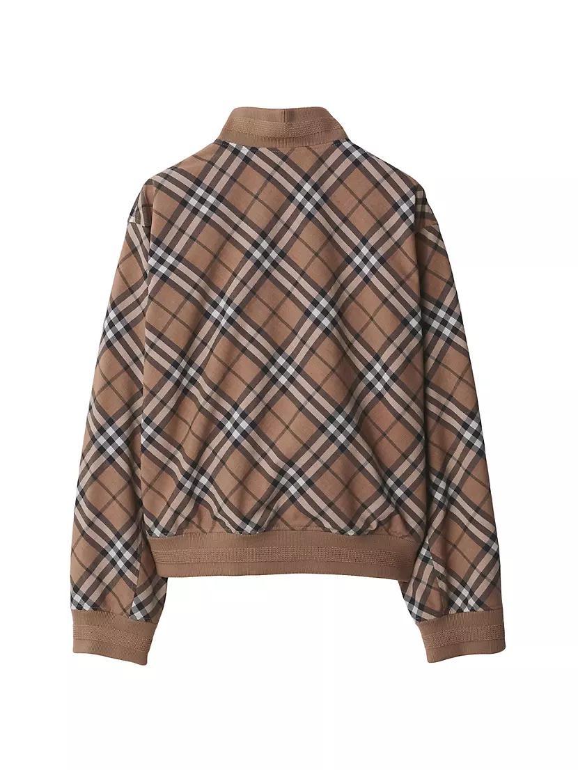 Check Wool-Blend Bomber Jacket Product Image