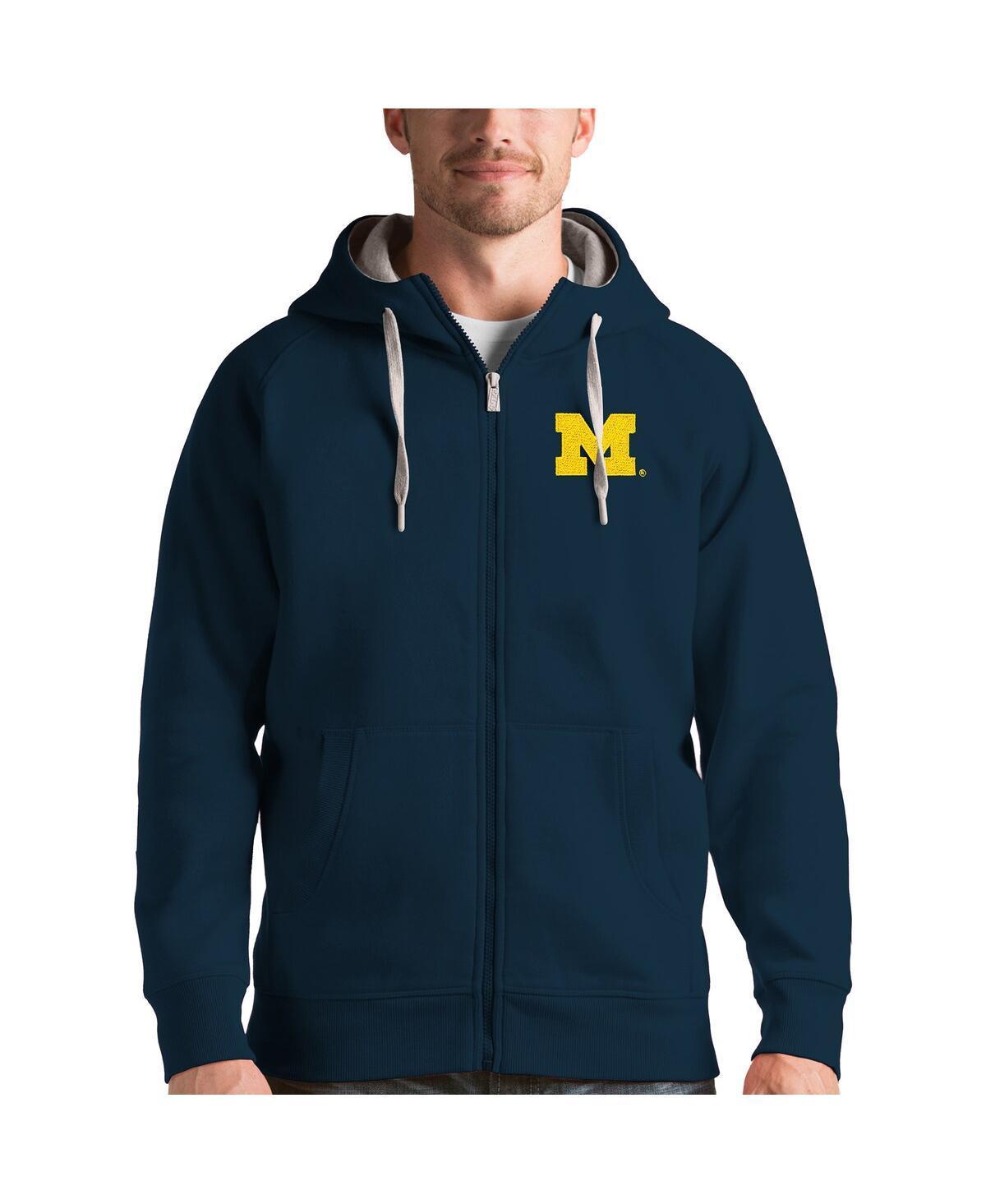 Antigua Mens Navy Michigan Wolverines Victory Full-Zip Hoodie Product Image