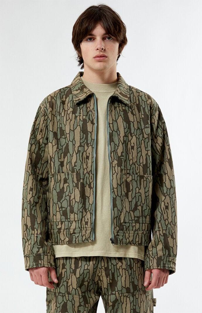 QUIET GOLF Men's Bark Camo Bull Denim Jacket Product Image