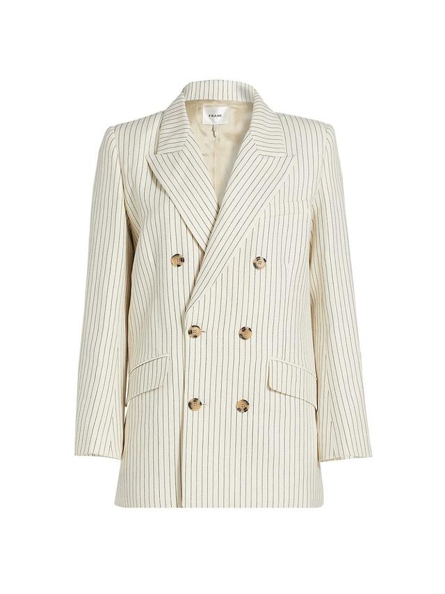 Womens Pinstripe Cotton-Linen Blazer Product Image