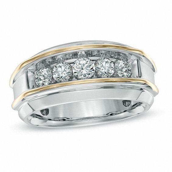 Men's 1 CT. T.w. Diamond Five Stone Band in 10K Two-Tone Gold Product Image