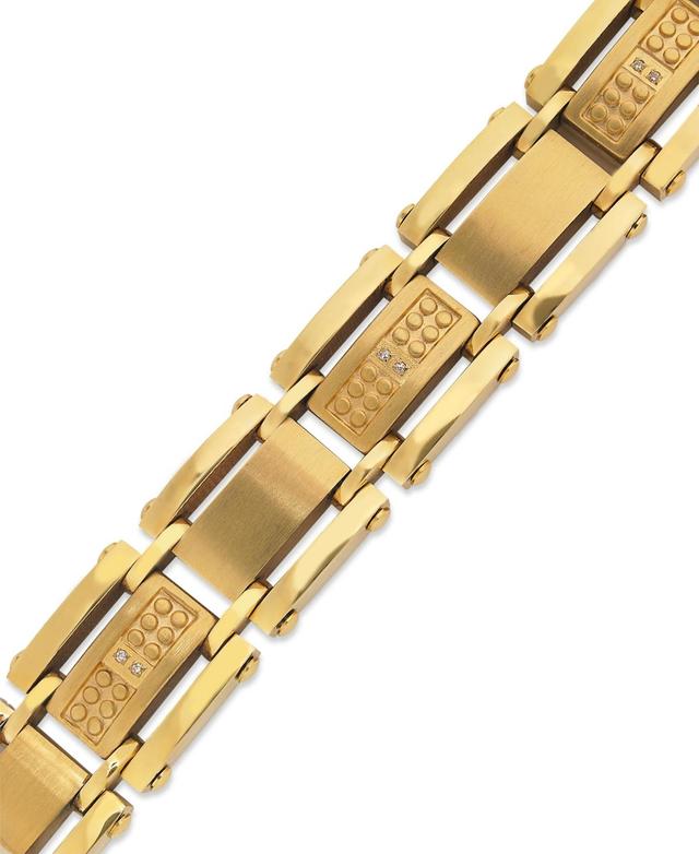 Mens Single-Cut Diamond Bracelet in Stainless Steel and Yellow Ion-Plated (1/10 ct. t.w.) Product Image