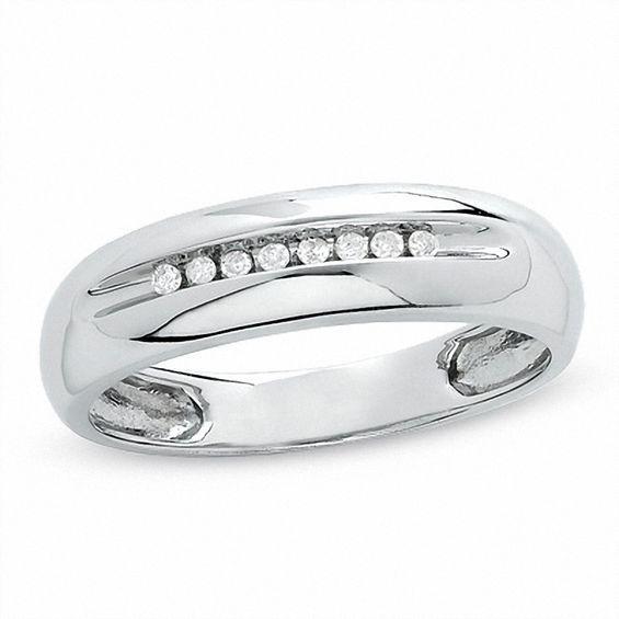 Men's Diamond Accent Wedding Band in 10K White Gold Product Image