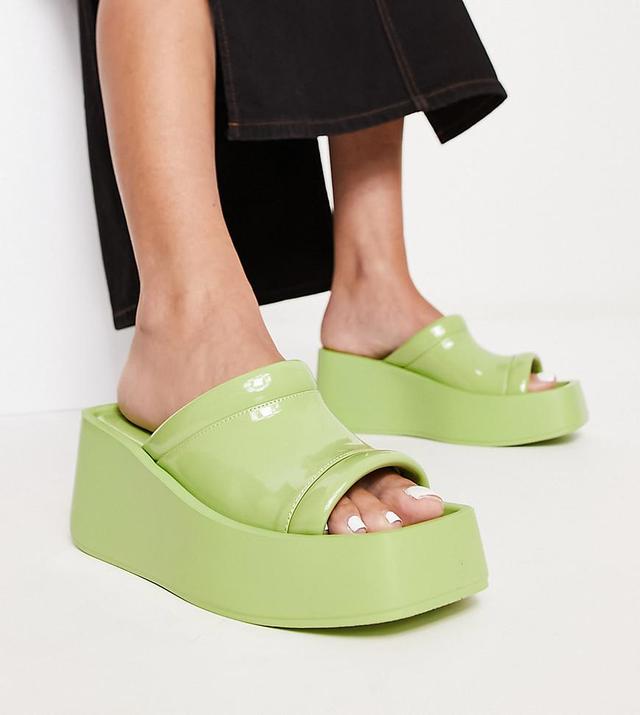 Daisy Street Exclusive chunky sole sandals in green Product Image