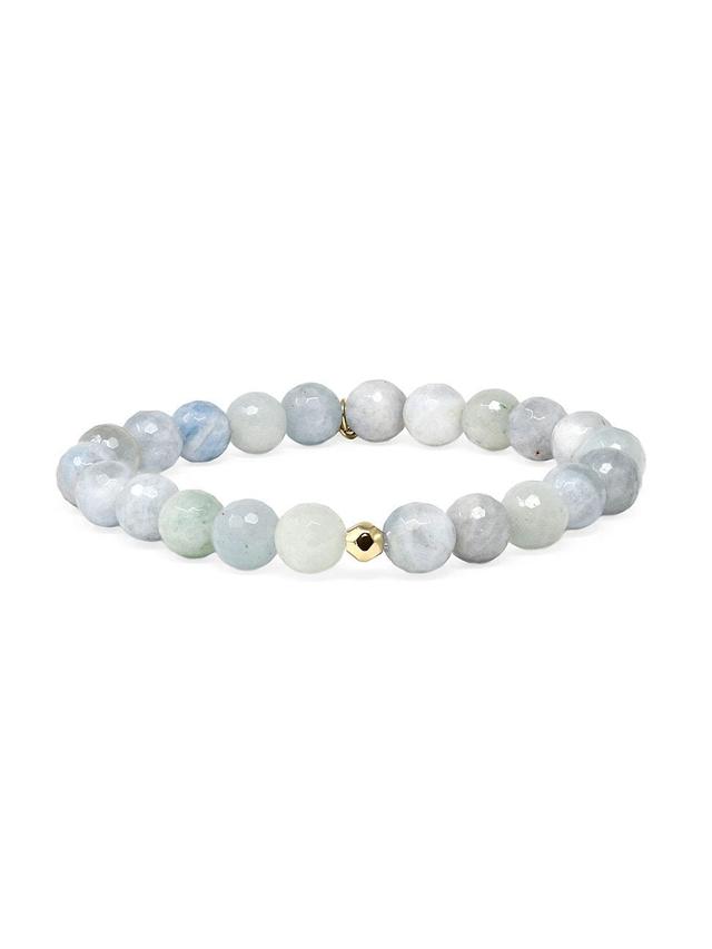 Womens Bohme 14K Yellow Gold & Aquamarine Beaded Stretch Bracelet Product Image