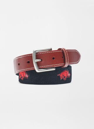 Peter Millar Mens University of Arkansas Belt | Color: Black | Size: 34 Product Image