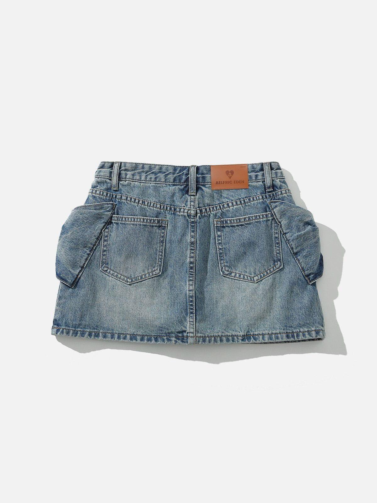 Aelfric Eden Bow Washed Denim Skirt Female Product Image