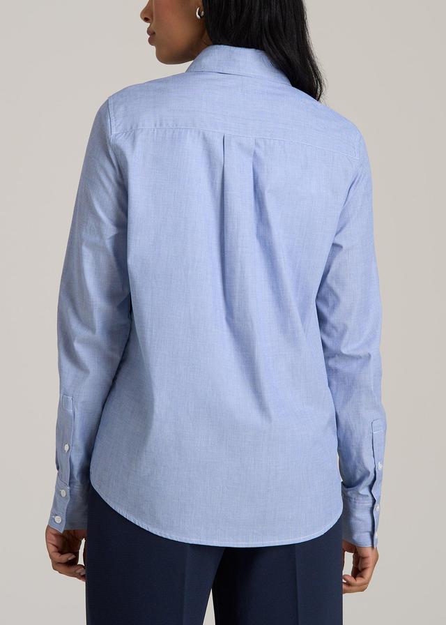 Tall Women's Regular Fit Dress Shirt in Chambray Blue Product Image