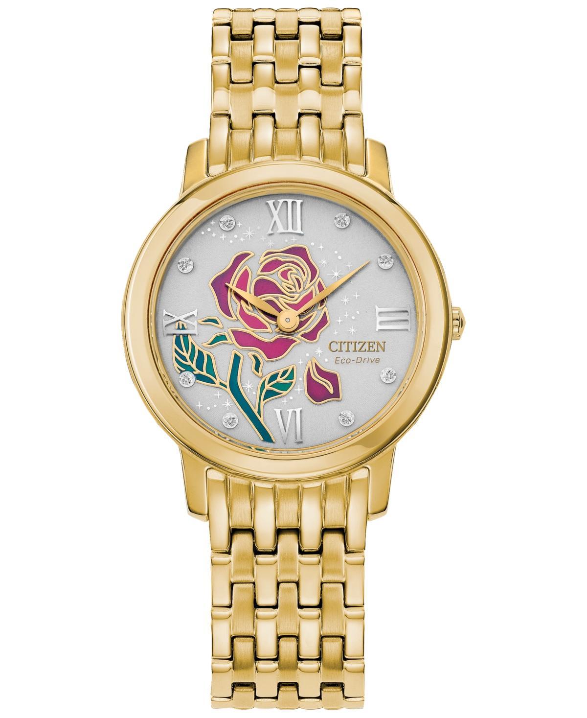 Disneys Beauty & the Beast Belle Womens Gold Tone Stainless Steel Watch by Drive from Citizen Eco-Drive Product Image