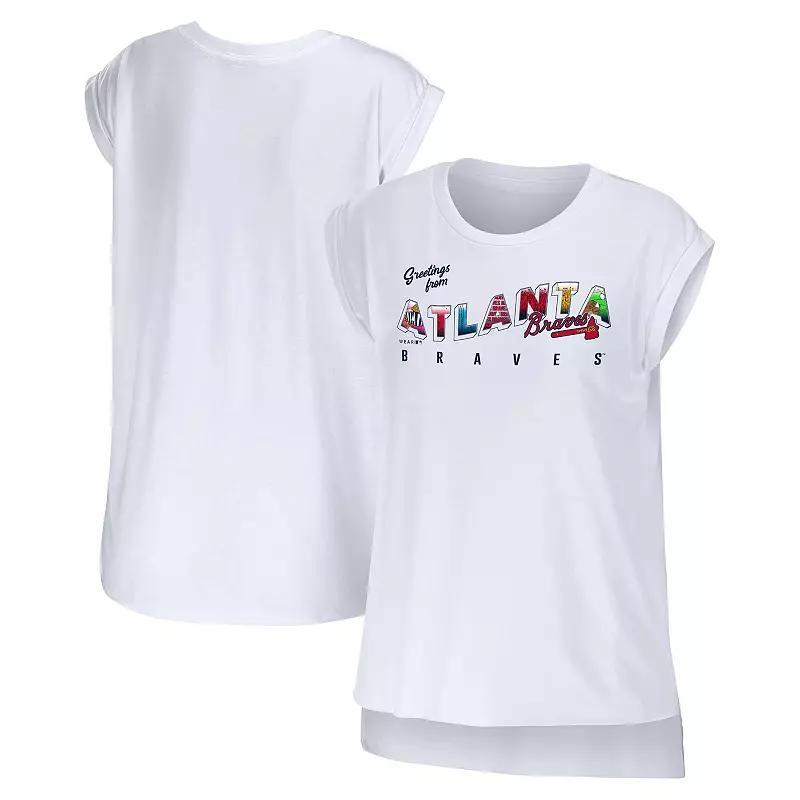 Womens Wear by Erin Andrews White Atlanta Braves Greetings From T-shirt Product Image