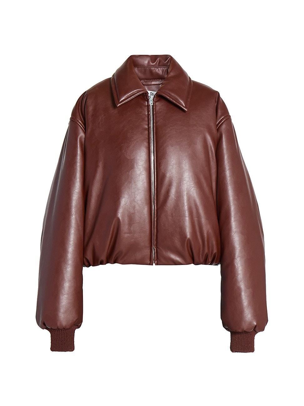 Acne Studios Faux Leather Bomber Jacket Dark Brown 42 Product Image