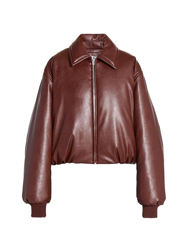 Acne Studios Faux Leather Bomber Jacket Dark Brown 42 Product Image