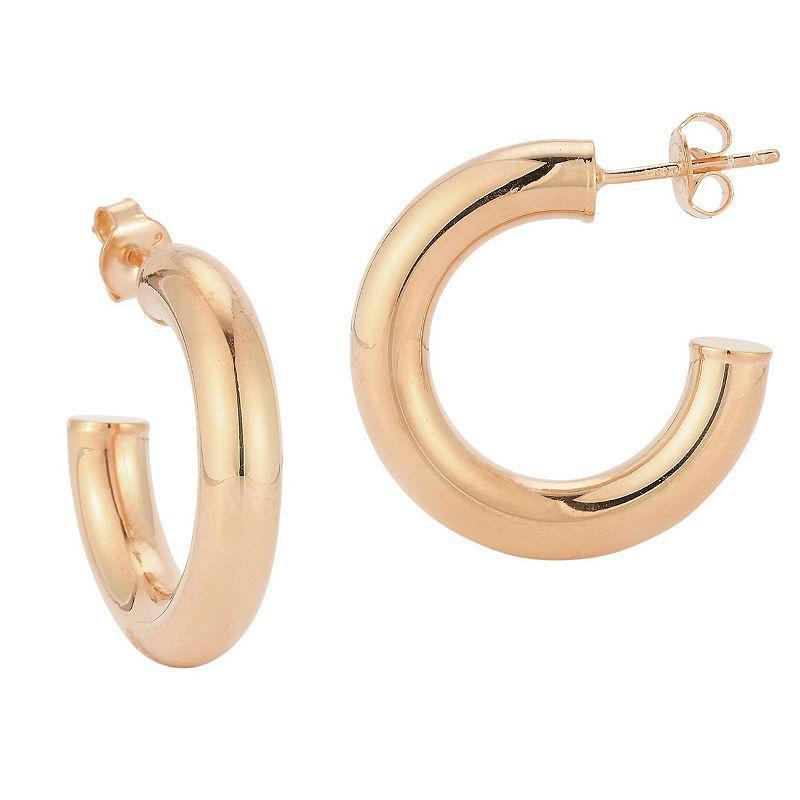 Sunkissed Sterling 5 mm Tube Hoop Earrings, Womens, Yellow Gold Tone Product Image