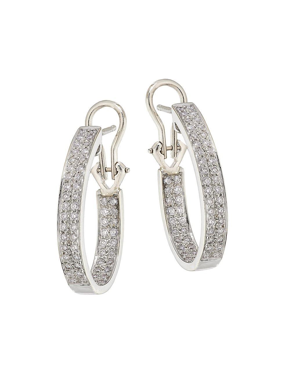 Womens 18K White Gold & 3 TCW Diamond Inside-Out Hoop Earrings Product Image