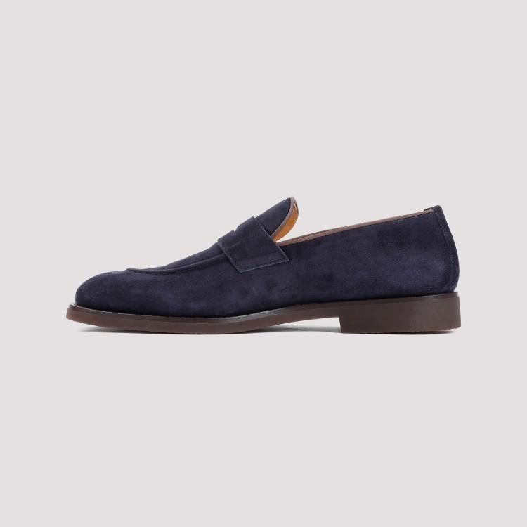 Dark Blue Suede Leather Loafers Product Image