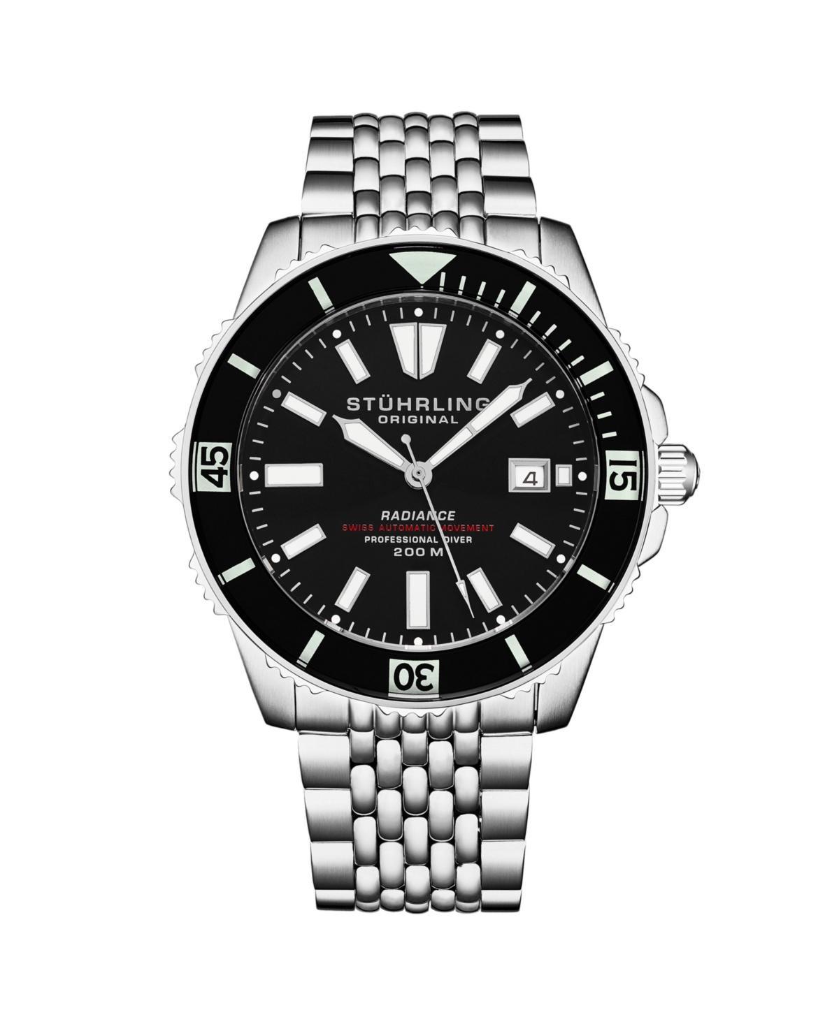 Stuhrling Mens Depthmaster Silver-tone Stainless Steel , Black Dial , 43mm Round Watch Product Image