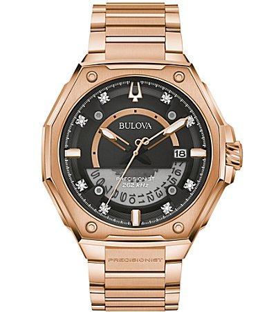 Bulova Mens Precisionist Rose Gold Diamond Dial Stainless Steel Bracelet Watch Product Image