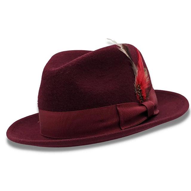 Burgundy 2 ¼" Brim Beaver Look Felt Hat Product Image