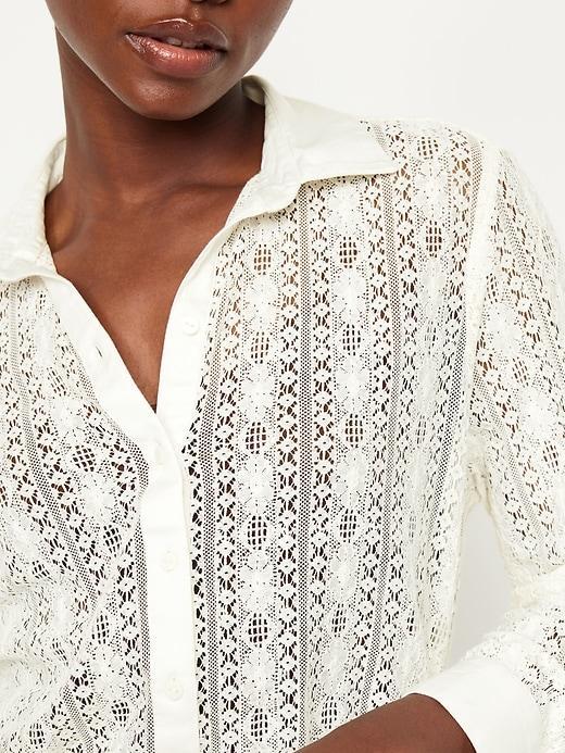 Lace Button-Down Shirt Product Image