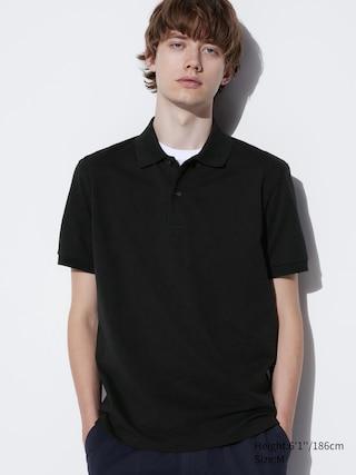 Mens Dry Pique Short Sleeve Polo Shirt Black Medium UNIQLO US Product Image