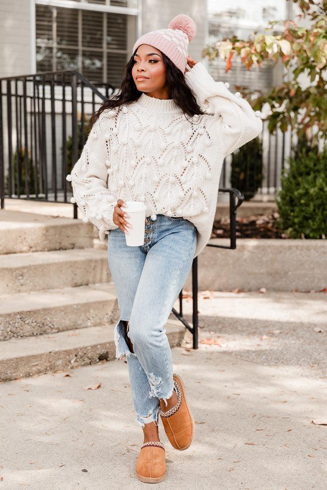 Chunky Cream Pom Sweater Product Image