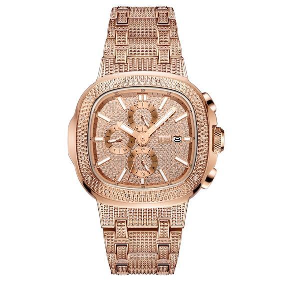 Men's JBW Heist 1/5 CT. T.w. Diamond Chronograph 18K Rose Gold Plate Watch with Square Dial (Model: J6380C) Product Image