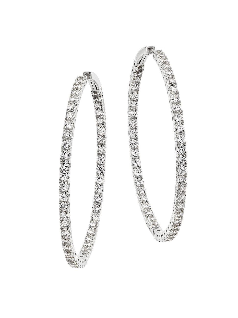 Womens Tennis Perfect Sterling Silver & Cubic Zirconia Inside-Out Hoop Earrings Product Image