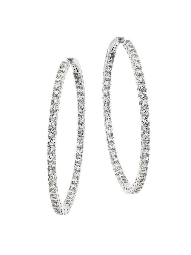 Womens Tennis Perfect Sterling Silver & Cubic Zirconia Inside-Out Hoop Earrings Product Image