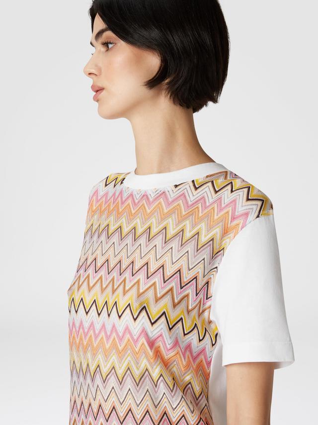 Cotton jersey T-shirt with chevron inserts Product Image