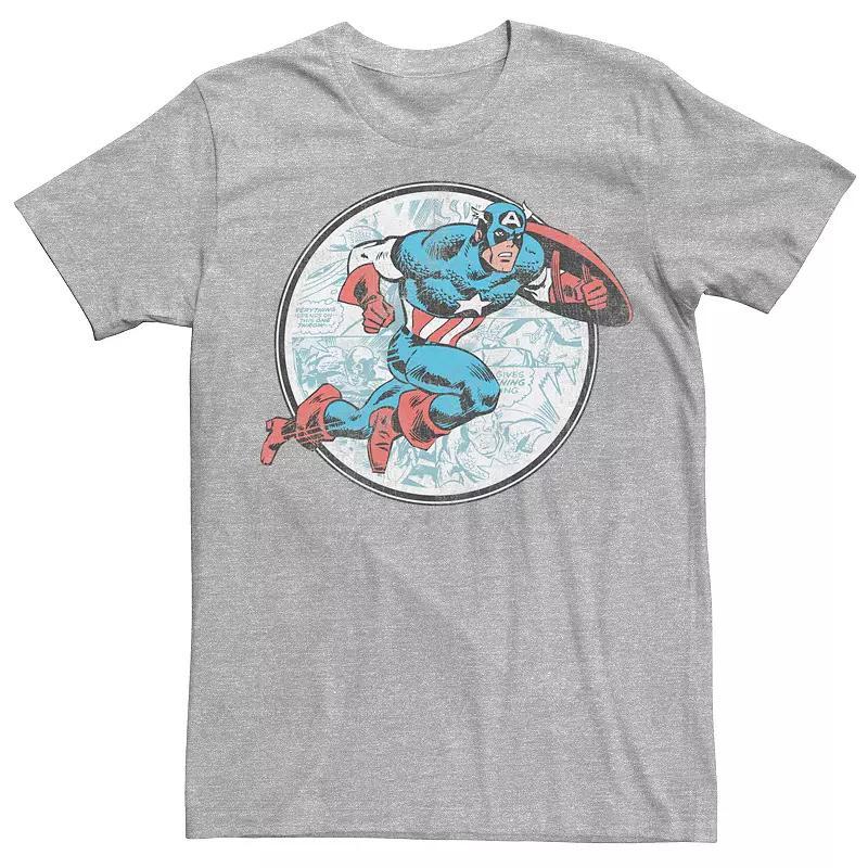 Mens Captain America Retro Tee Athletic Grey Product Image