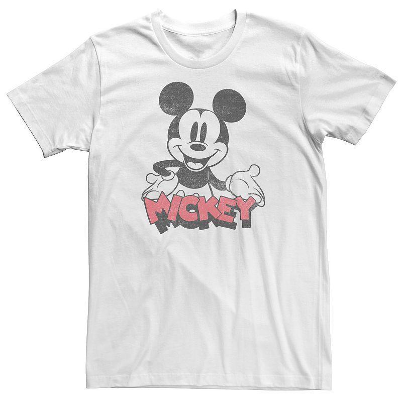 Big & Tall Disney Mickey Mouse Happy Tee, Mens, Size: 3XL Tall, White Product Image