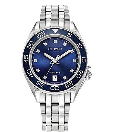 Citizen Eco-Drive Womens Sport Luxury Diamond Accent Stainless Steel Bracelet Watch 35mm Product Image