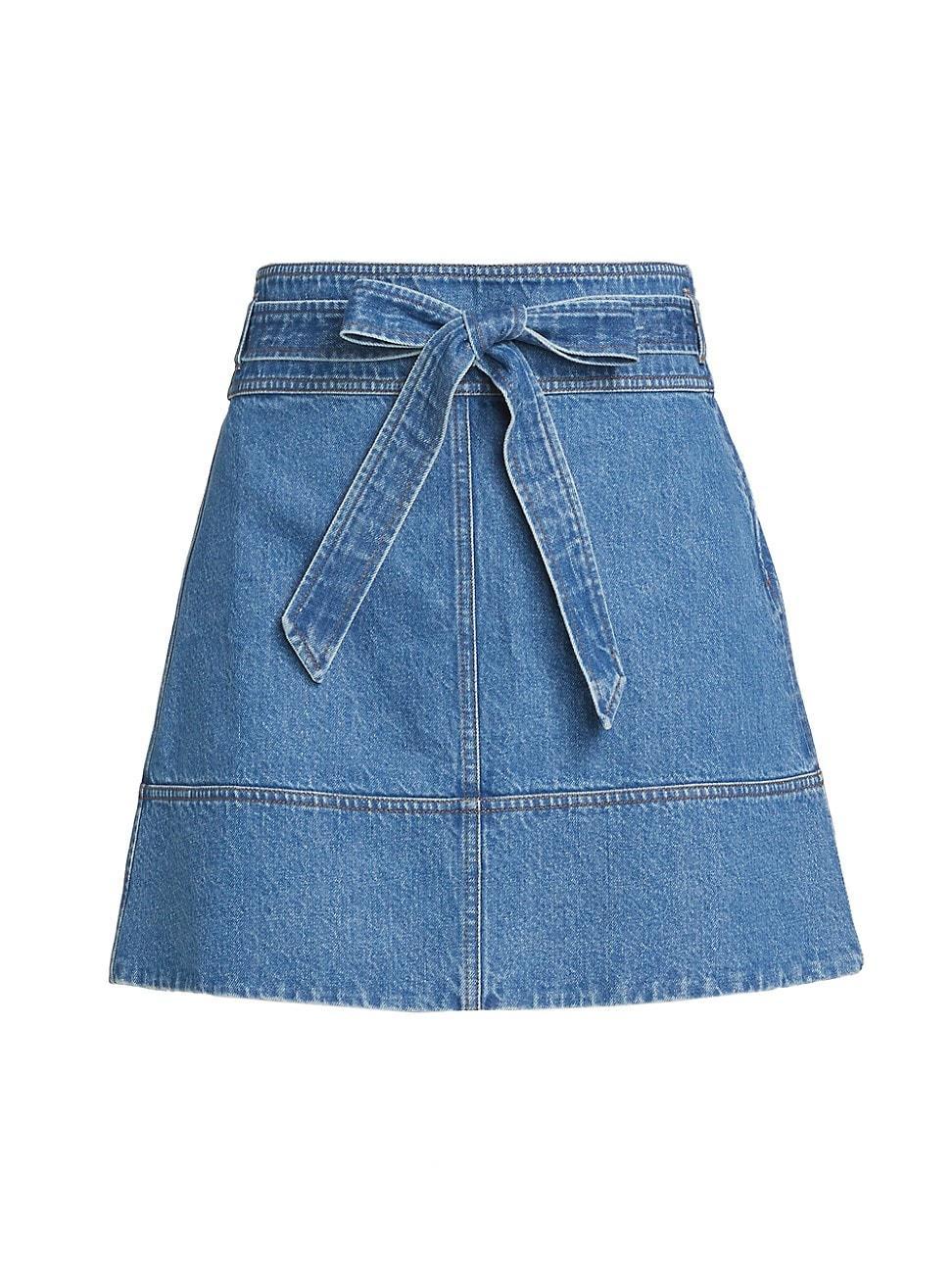 Womens Courtney Belted Denim Miniskirt product image